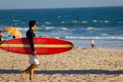 surfing on the weekends